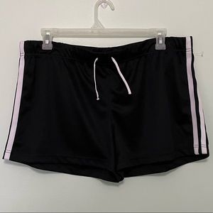 Black bathing suit bottom with drawstring and white stripes on each side size 2X